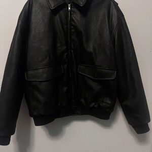ASOS Maternity Black Leather Bomber Jacket
